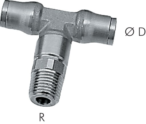 Exemplarische Darstellung: T-Einschraubanschluss mit konischem Gewinde (positionierbar), Baureihe Edelstahl